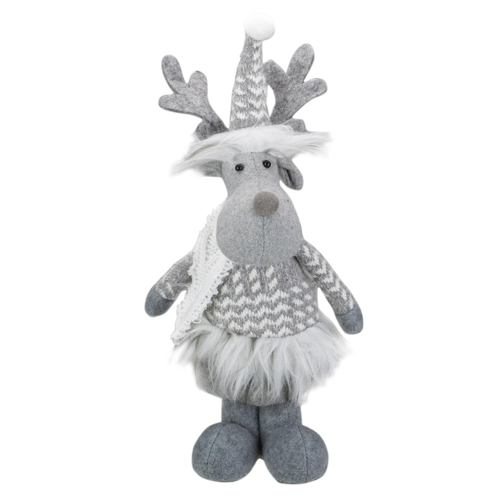 12-Inch Gray and White Standing Tabletop Moose Christmas Figure - 12"