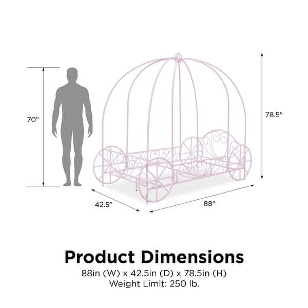 dimension image slide 1 of 2, Furniture of America Royal Kids Metal Twin Carriage Bed