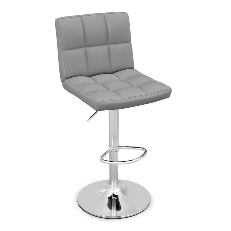 Gymax Adjustable Swivel Bar Stool Counter Height Bar Chair PU Leather - Adjustable - Grey - Single