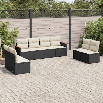 vidaXL Patio Sofa Set with Cushions Outdoor Conversation Furniture Poly Rattan