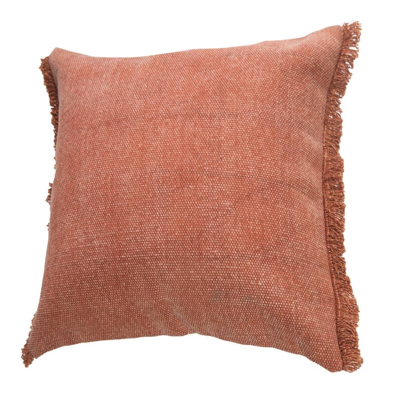 Sevita Adobe Brown Solid Stonewash Throw Pillow with Fringe