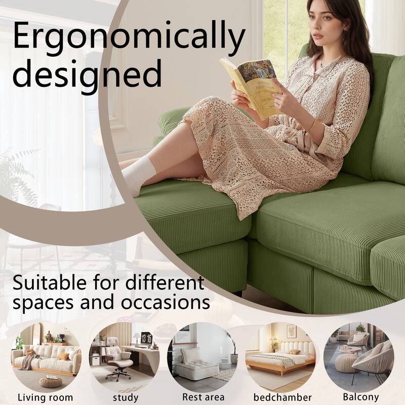 4 Pieces Corduroy Living Room Sets with Sofa, Ottoman and Loveseat