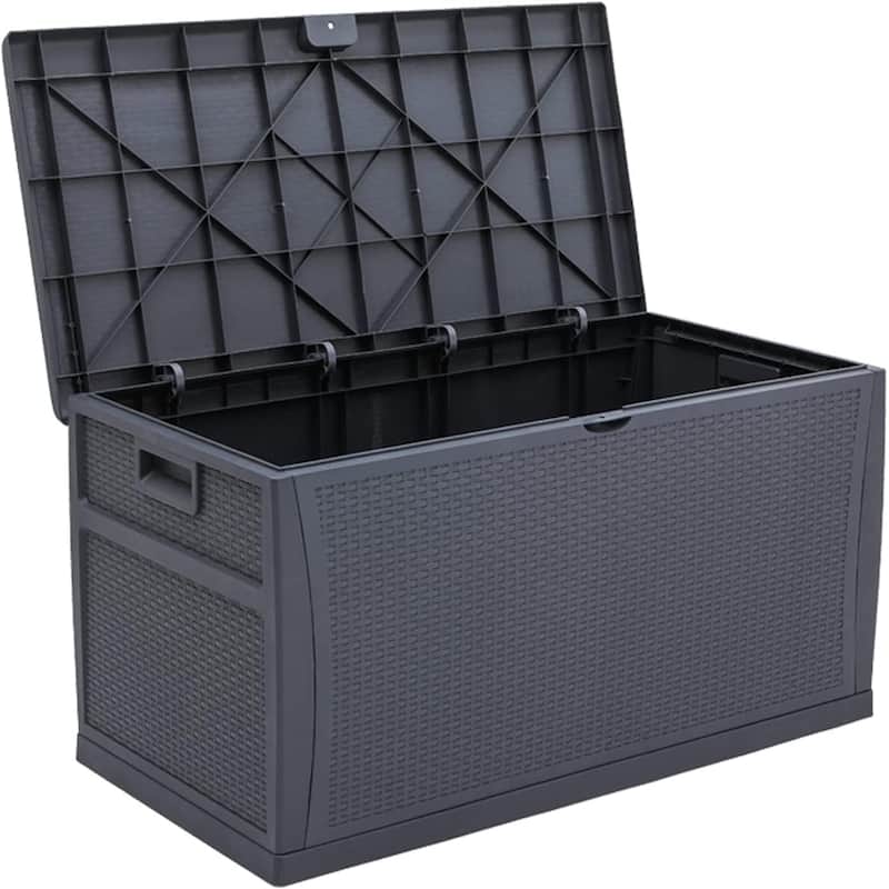 SUNCROWN 75-120 Gallon Weatherproof Resin Outdoor Storage Deck Box for Furniture and Supplies