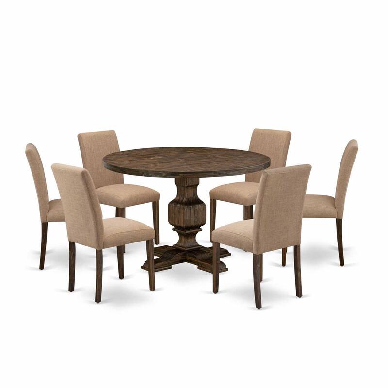 HomeStock 3-Piece Distressed Jacobean Finish Solid Wood Top Dining Table with 2-Chairs