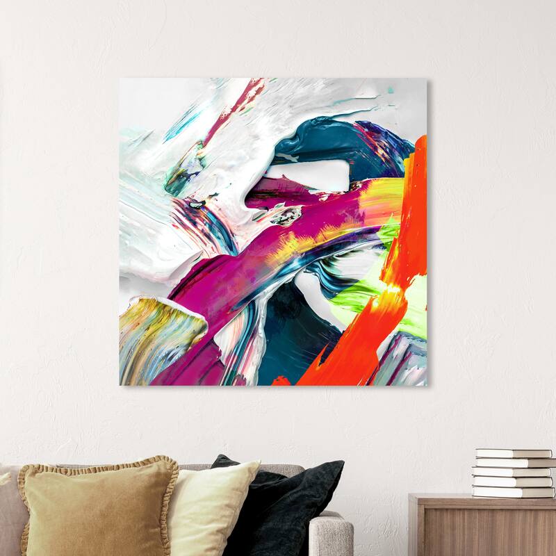 Wynwood Studio Abstract Abstracta Granate Citrus Red and Teal Modern & Contemporary Wall Art Canvas Print - 40 x 40