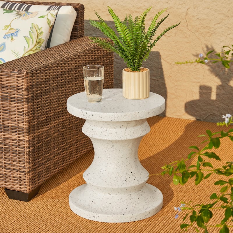 Glitzhome 18"H MGO Black Chess Garden Stool Outdoor Table