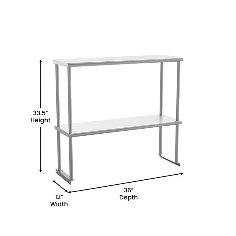 Commercial Grade NSF Certified Stainless Steel Metal Kitchen Double Overshelf