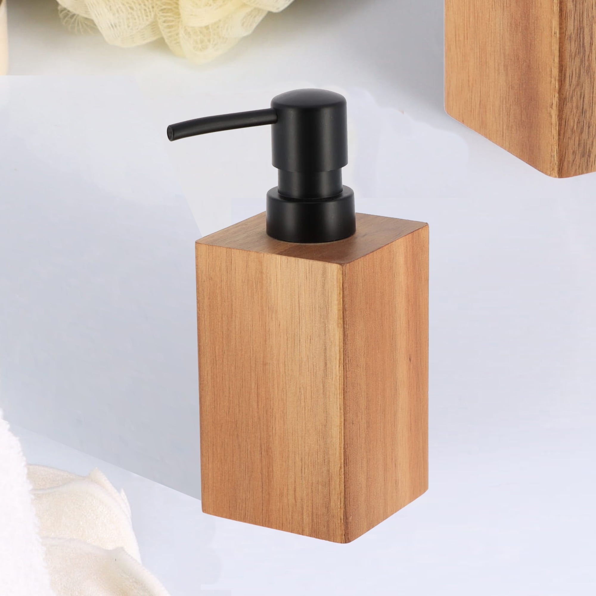 Acacia Wood Bathroom Accessory Set with Natural Elegance-image