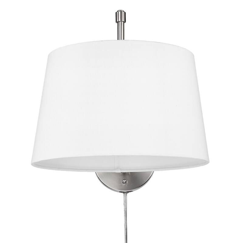 Wry Lighting Ryleigh 1-light Swing Arm Wall Lamp in Pewter and Modern White shade - 1 Light Articulating Wall Sconce