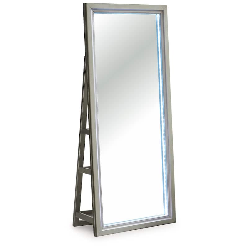 Signature Design by Ashley Evesen Gray Floor Standing Mirror with Storage - 28" W x 1.7" D x 66" H