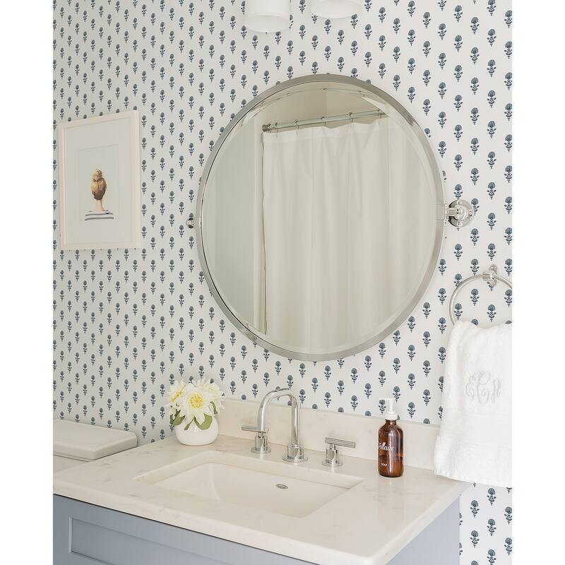 Erin Gates Libby Blue Heather Mini Floral Wallpaper