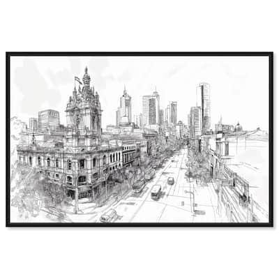 Collins Street Sketch Canvas by Art Remedy