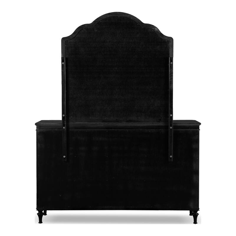 Furniture of America Seabliss Glam 4-Piece Black Solid Wood Panel Bedroom Set