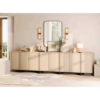 WAMPAT TV Stand With 4 Storage Doors & T-Shaped Legs, Entertainment Center For Living Room, Bedroom