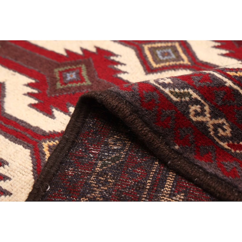 ECARPETGALLERY Hand-knotted Teimani Cream, Red Wool Rug - 3'0 x 5'7