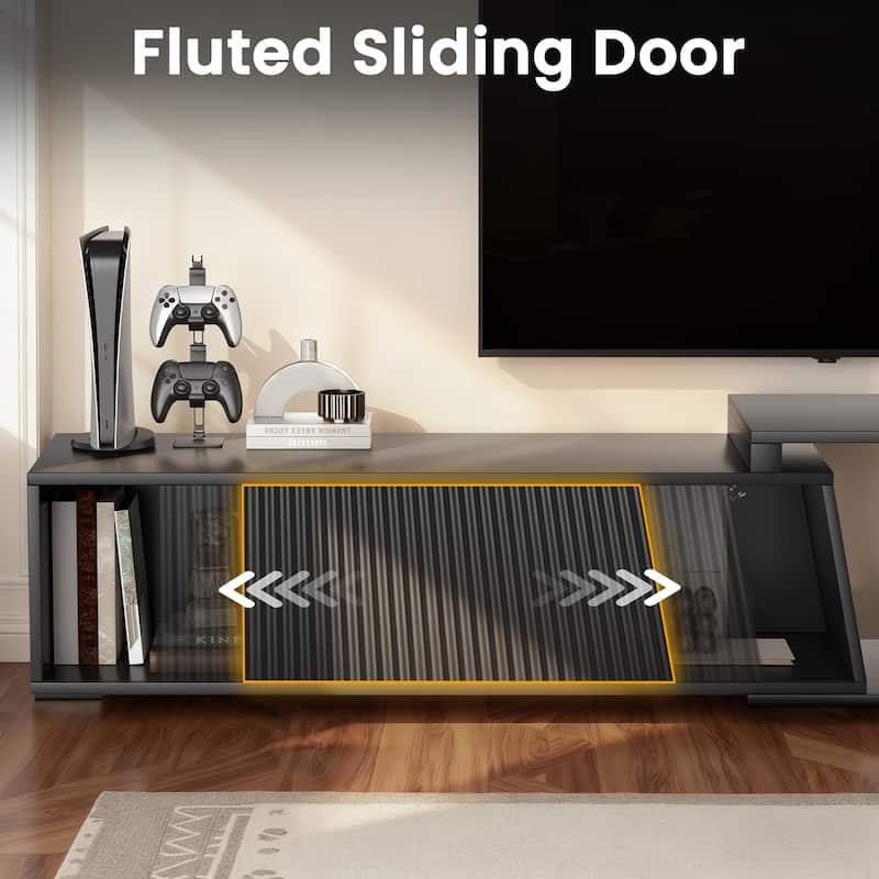 Meyreso Modern Extendable TV Stand with Drawers, Adjustable 71-106 Inch Media Console