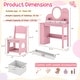 preview thumbnail 4 of 18, Costway Kids Vanity with Lights, 2 Drawers & 2-Tier Bookshelf, 3 Hooks - See Details