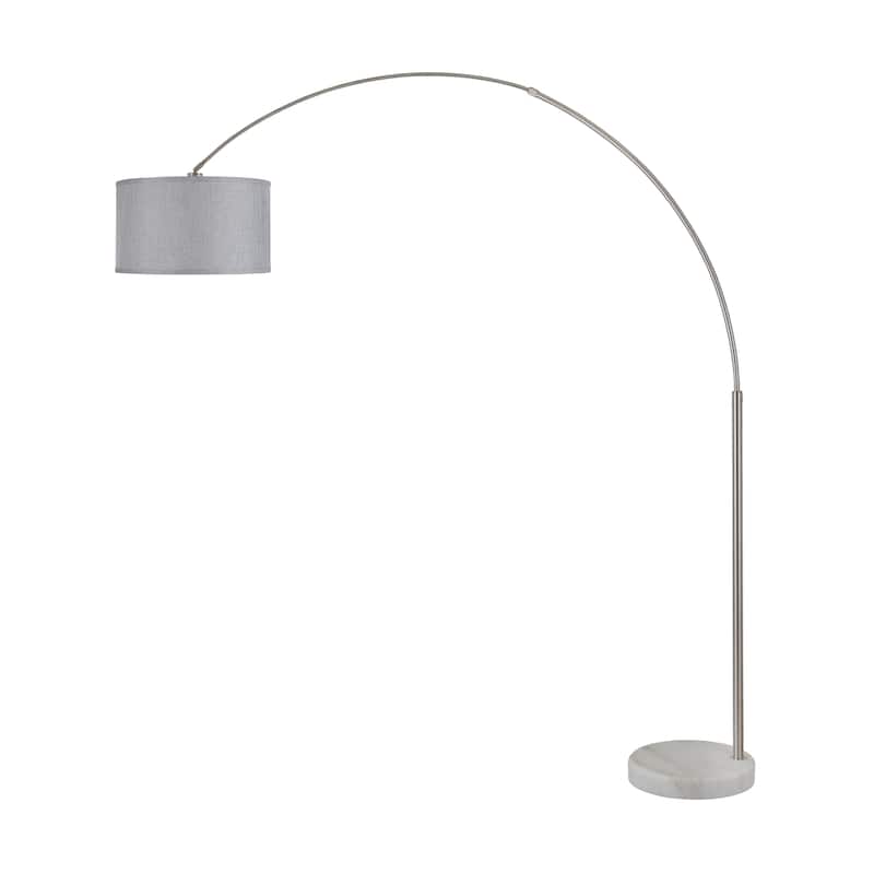 Q-Max 81" Steel Adjustable Arching Floor Lamp With Extra Large Shade and Marble Base
