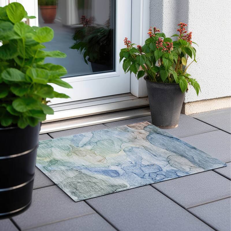 Dava Contemporary Abstract Weather Resistant Versatile Elegance Outdoor Rug