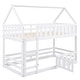 preview thumbnail 9 of 16, Solid Wood Twin Over Twin House Bunk Bed with Fence and Door