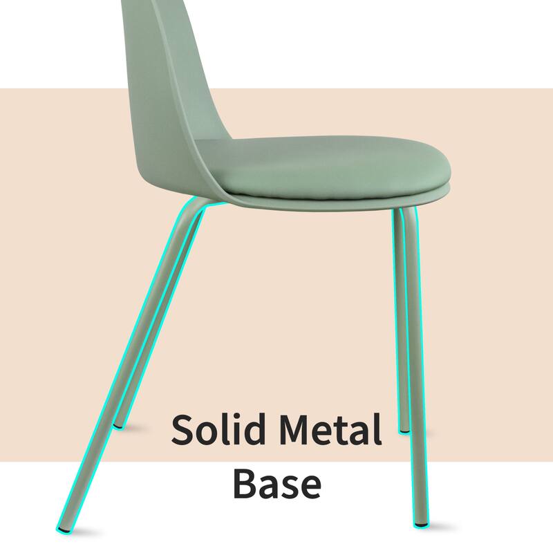 Set of 2 Plastic Eiffel Molded Shell Retro Dining Chairs Accent For Living Room Kitchen Chrome Desk Designer Office