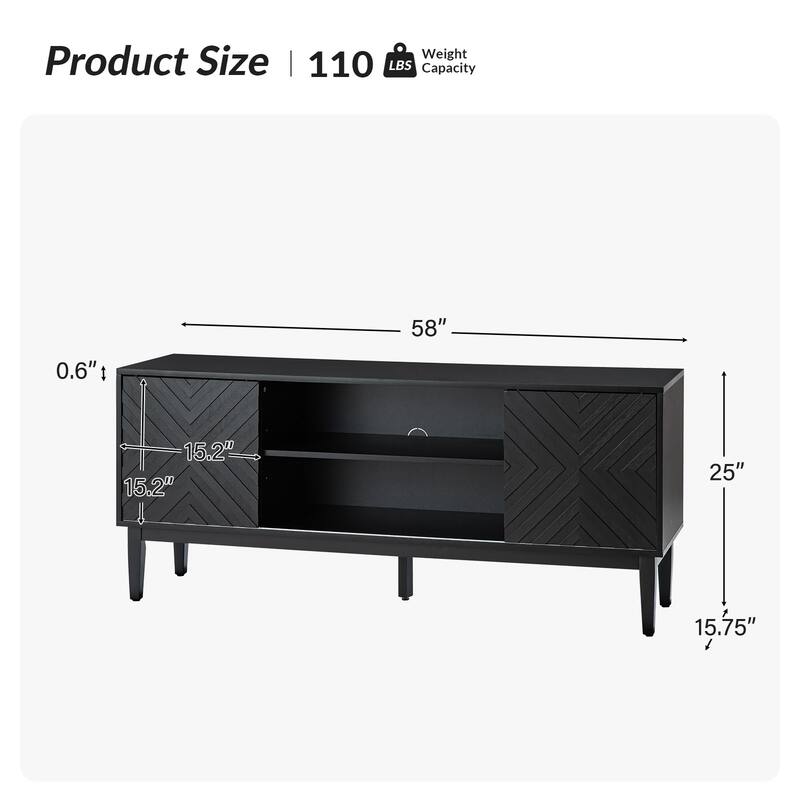 Van Modern TV Stand for TVs up to 65" with Adjustable Shelves by HULALA HOME