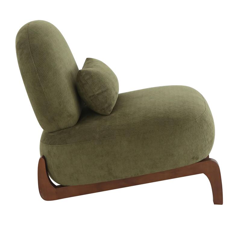 Cute Accent Chair with Solid Wood Legs, Velvet Living Room Chair with Soft Cushion, Cozy Bedroom Chair
