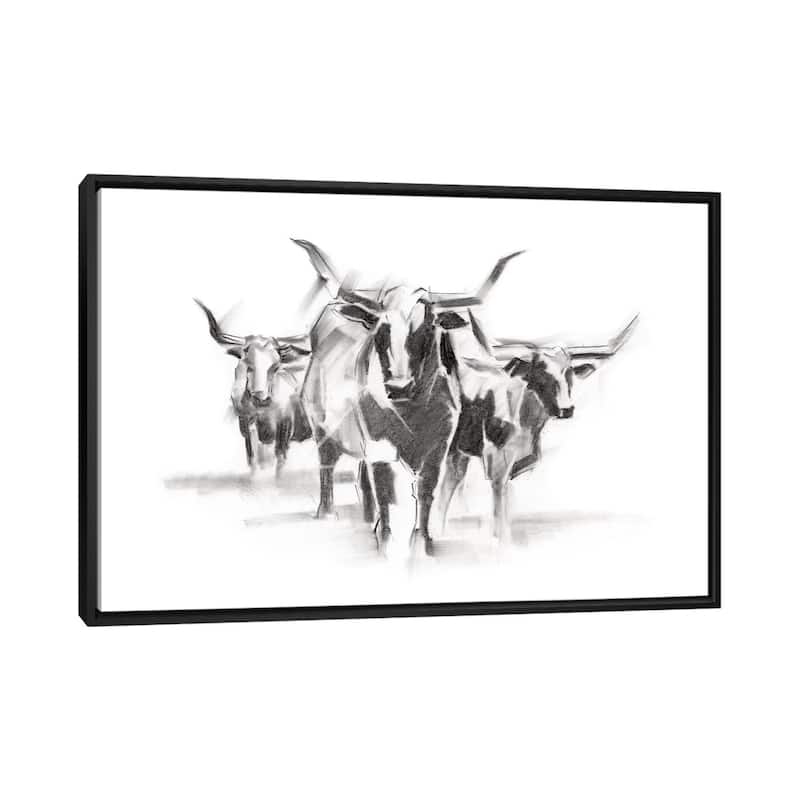 iCanvas "Contemporary Cattle I" by Ethan Harper Framed - Black - 26x40