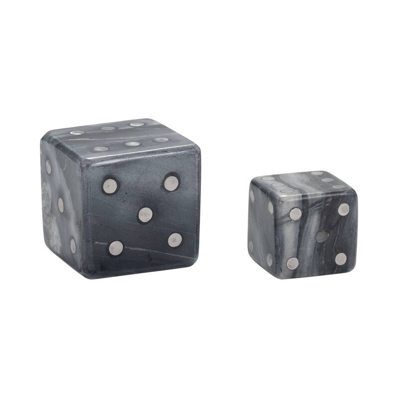 Sagebrook Home Luxury Marble and Steel Dice - Exclusive Home Decor Games for Sophisticated Fun, Set of 2 - 4" x 4" x 4"