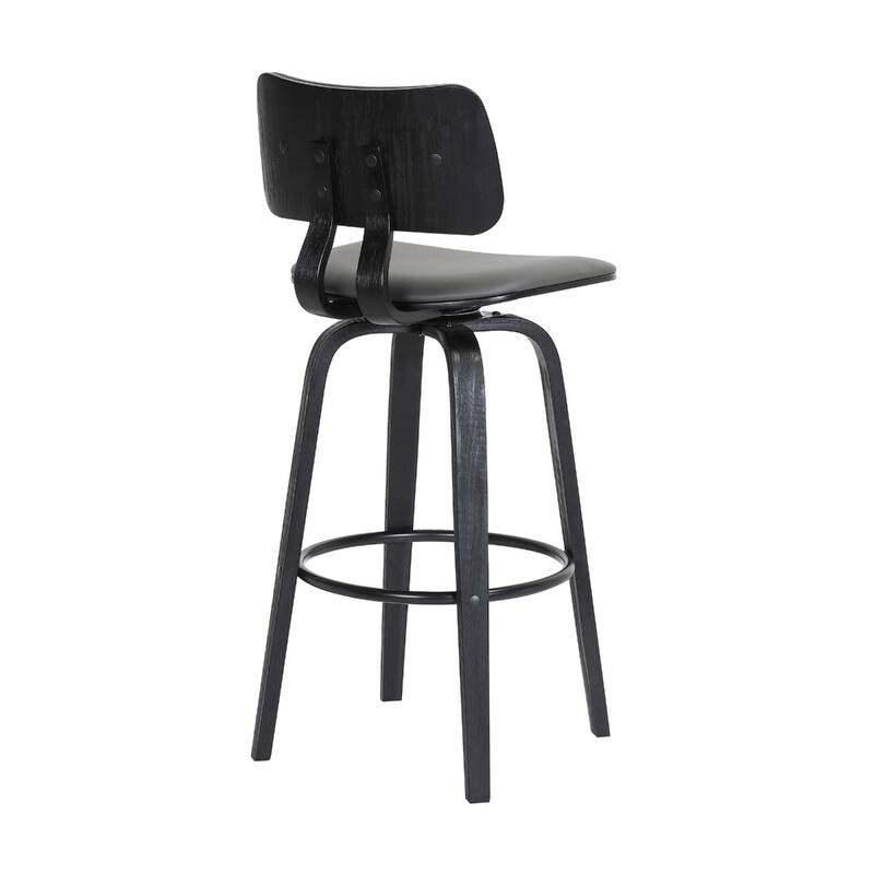 Faux Leather Armless Counter Height Bar Chair with Wood Frame, Swivel and Footrest