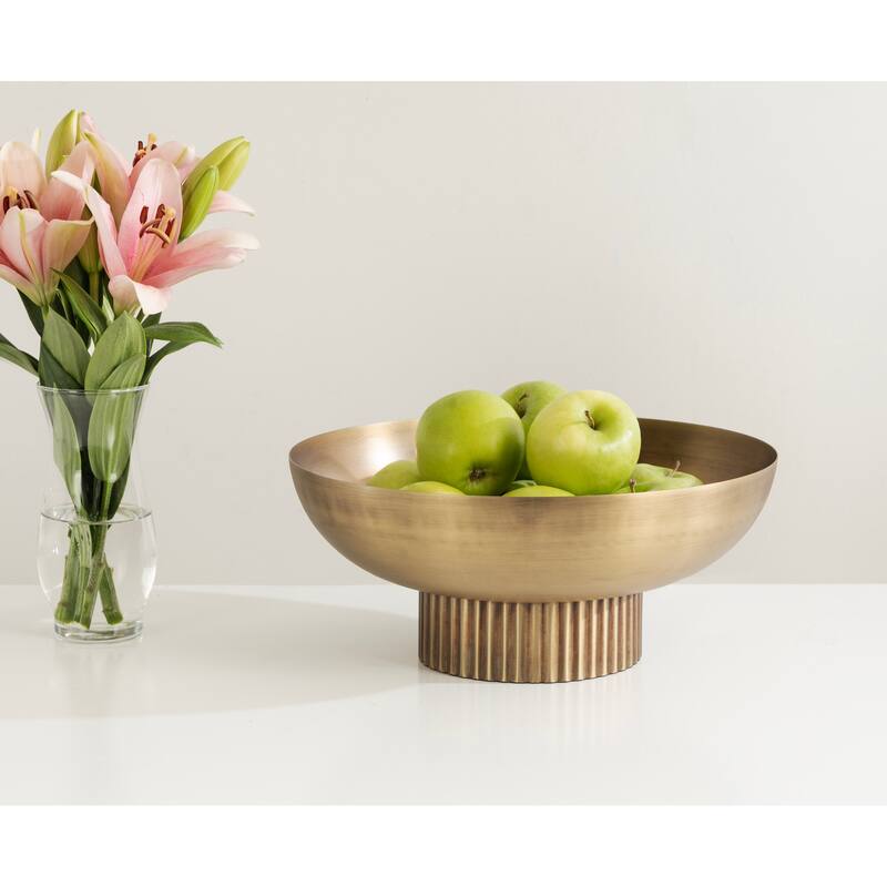 Kate and Laurel Rooks Ribbed Metal Bowl