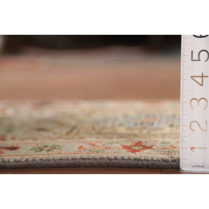 Hand Knotted Oriental 100% Wool Carpet Traditional Medallion Greys & Charcoal Heriz (serapi) Area Rug - 3' 0'' X 2' 0''