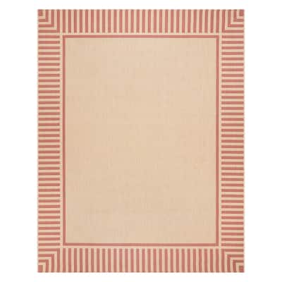 Gertmenian Paseo Kiano Modern Stripe Border Polypropylene Flatweave Indoor/ Outdoor Area Rug