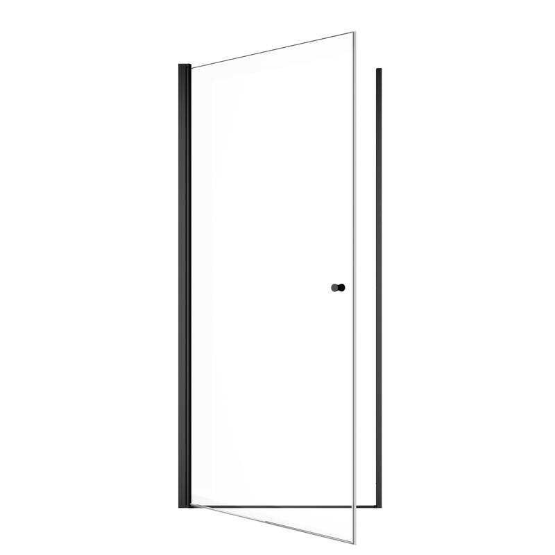 GDFStudio - Modern Semi-Frameless Circular Pivot Shower Door with 1/4" SGCC Tempered Glass, Magnetic Soft Close & Knob Handle