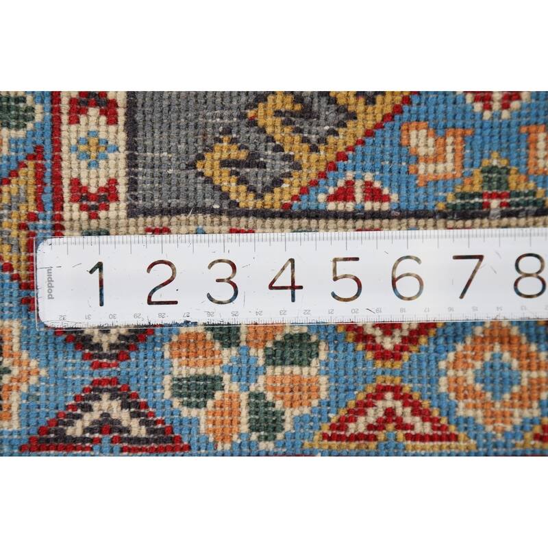 Gray Kazak Accent Rug Handmade Wool Carpet - 1'10" x 2'9"