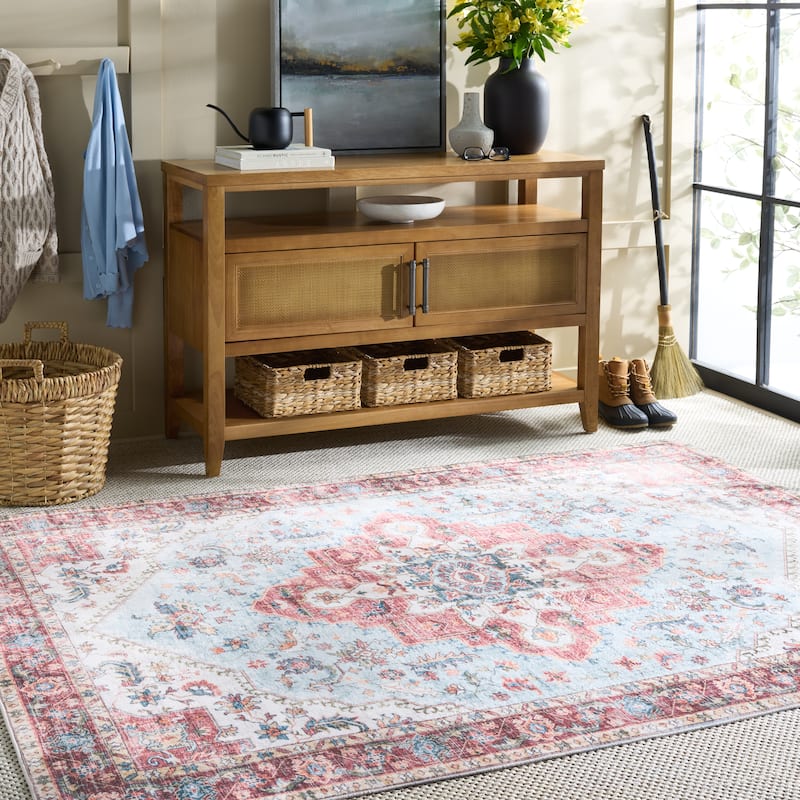 Martha Stewart Savastina Machine Washable & Slip Resistant Rug - 4' x 6' - Red/Blue