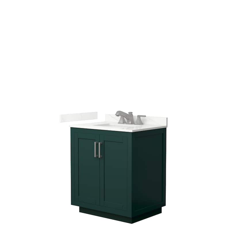 Miranda 30-inch Single Vanity, Quartz Top - Green, Nickel Trim, Giotto Quartz Top