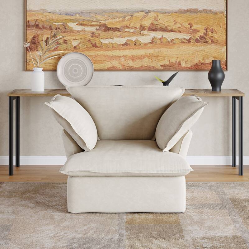 43'' Velvet Upholstery Single Sofa - Beige