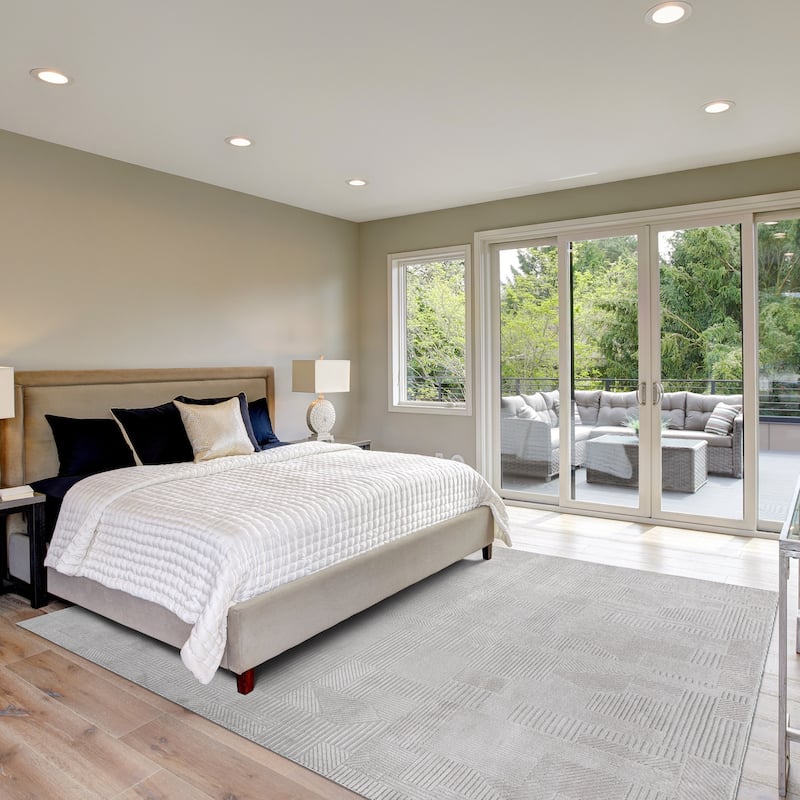 Gertmenian Arlo High Low Transitional Modern Gray Ivory Black Indoor Area Rug Collection