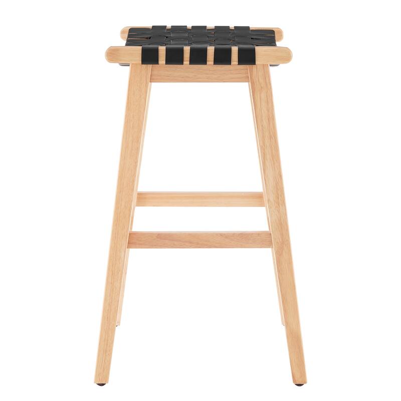 NPD Furniture Marco Faux Leather Backless Counter Stool with Natural Legs Color