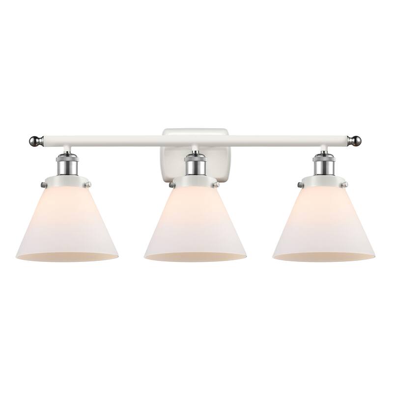 Innovations Lighting Ballston Urban Cone - 3 Light 28" Bath Vanity Light - Matte White/White and Polished Chrome