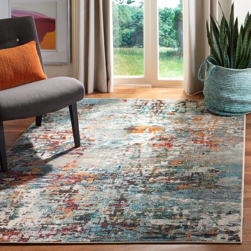 SAFAVIEH Madison Poranna Modern Abstract Rug - 4' x 6' - Grey/Blue - Rectangle