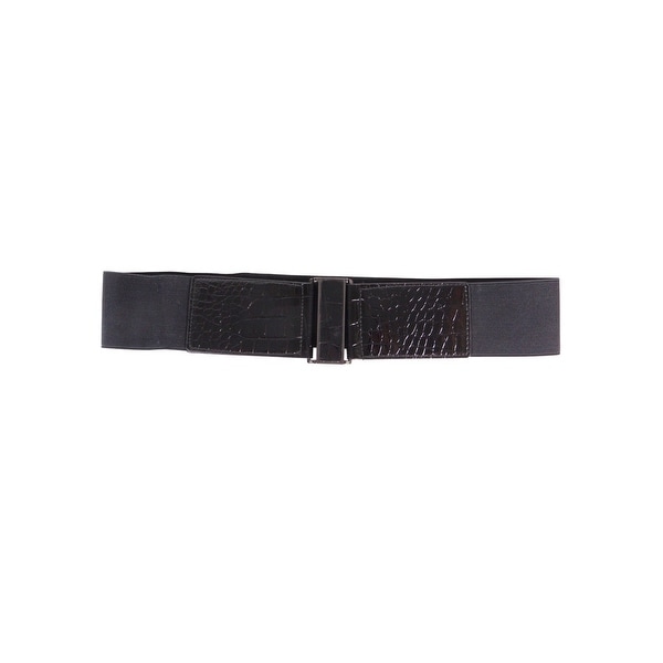 Style & Co. Women's Patent Croc Stretch Hook Belt - Black