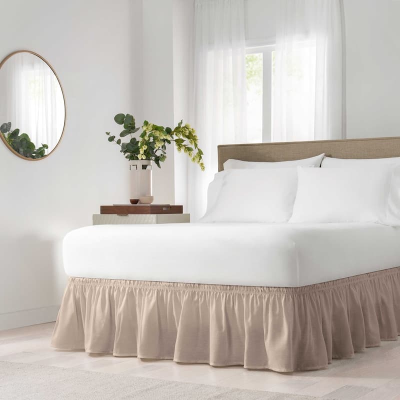 Copper Grove Fineshade Wrap Around Solid Ruffled Bed Skirt - Queen/King - Camel