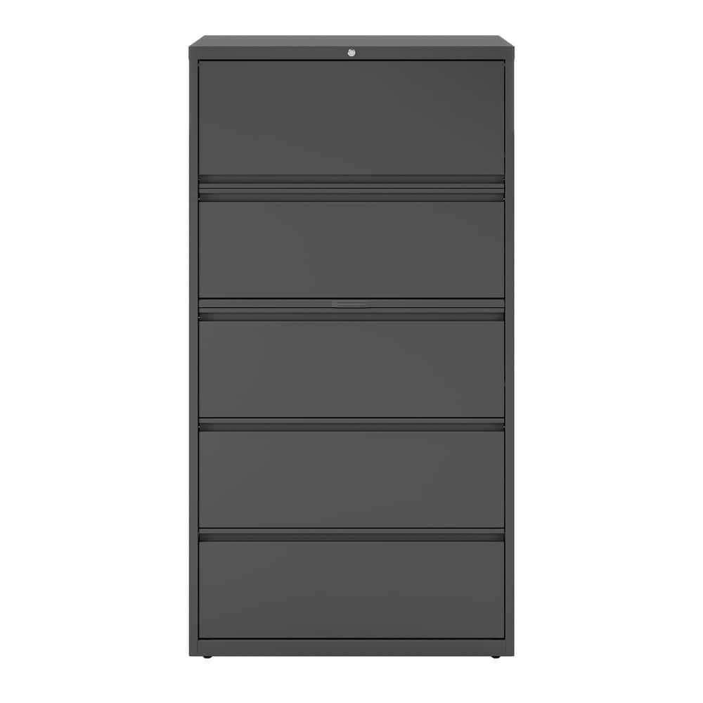 Hirsh 36-in Wide HL10000 Series 5 Drawer Lateral File Cabinet with Posting Shelf and Roll-Out Binder Storage, White