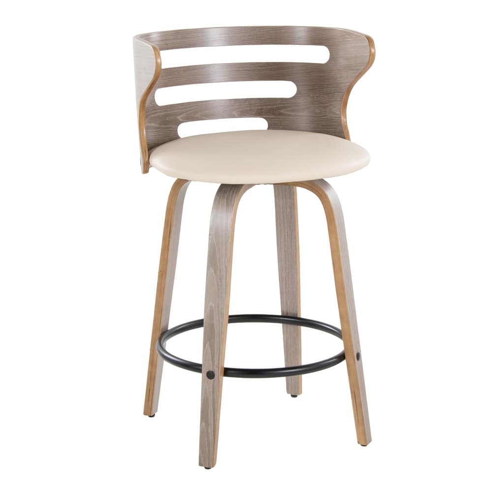 Carson Carrington Cranagh 26" Fixed-Height Counter Stool with Bent Wood Legs (Set of 2)