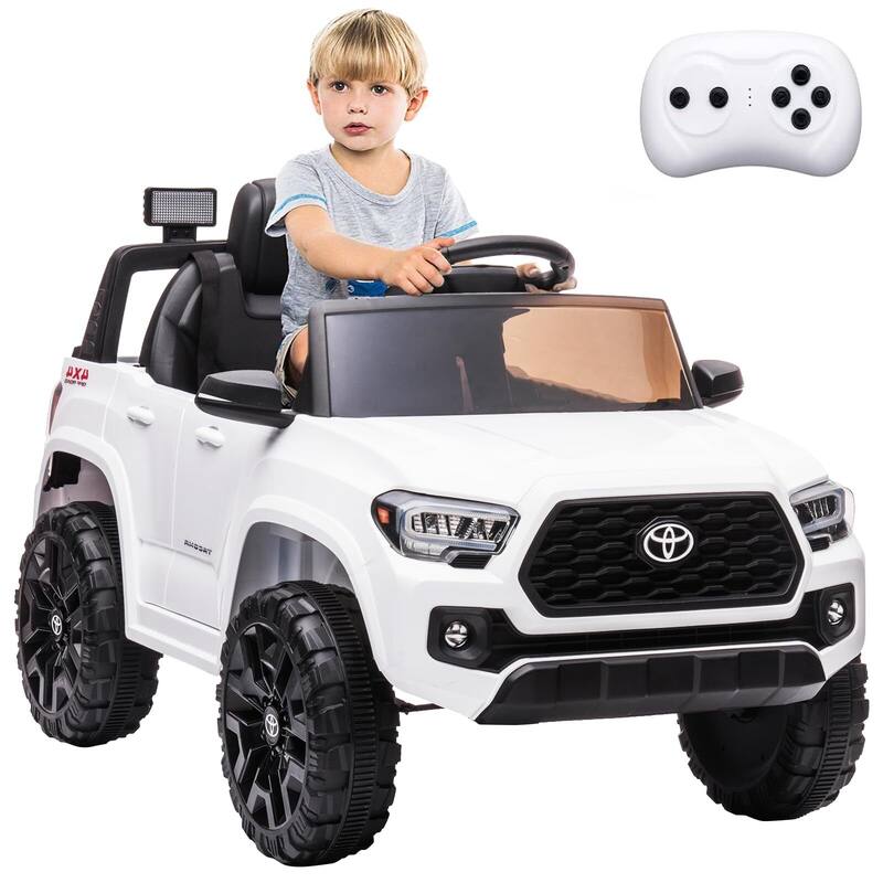 Officially Licensed Toyota Tacoma 12V Kids Ride-On Car with Parent Remote Control - White