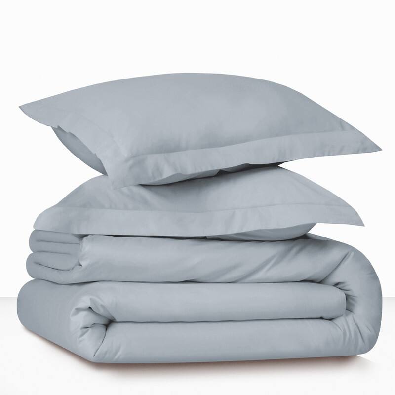 Farm to Home Dreamy Cotton Duvet Set with Button Closure, 2-Piece - Sky - King - Cal King