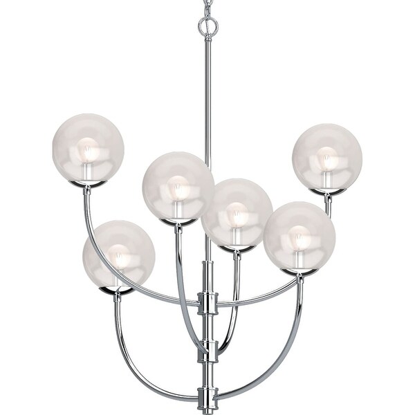 Volume Lighting 2056 Lawrence 6 Light 27 Wide Abstract Volume Lighting 2056 Lawrence 6 Light 27 Wide Abstract Chandelier With Clear Gl N