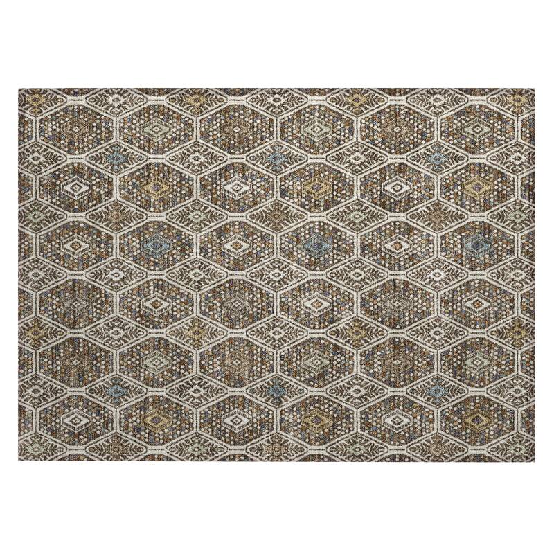 Machine Washable Indoor/ Outdoor Modern Hexi Chantille Rug